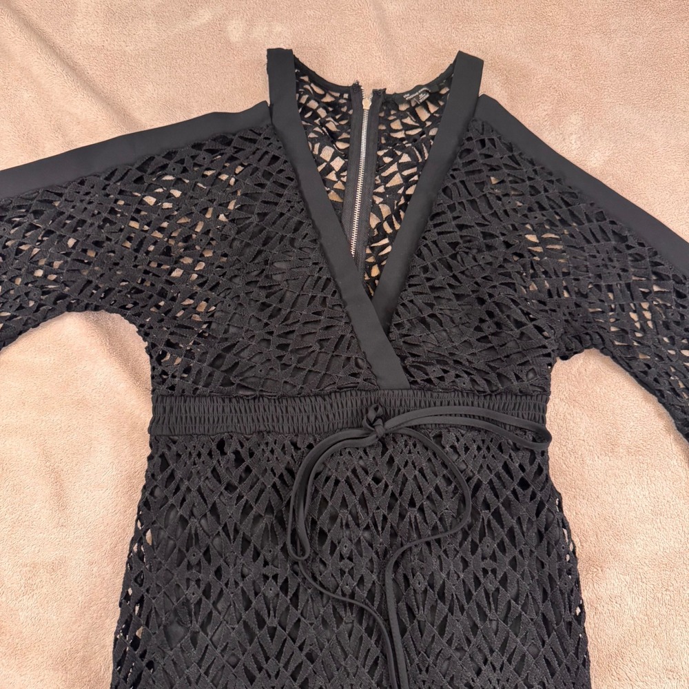 The Clothing Company Crochet Swim Cover Bell Sleeve Maxi Dress Witchy Boho Sz M - Picture 8 of 16